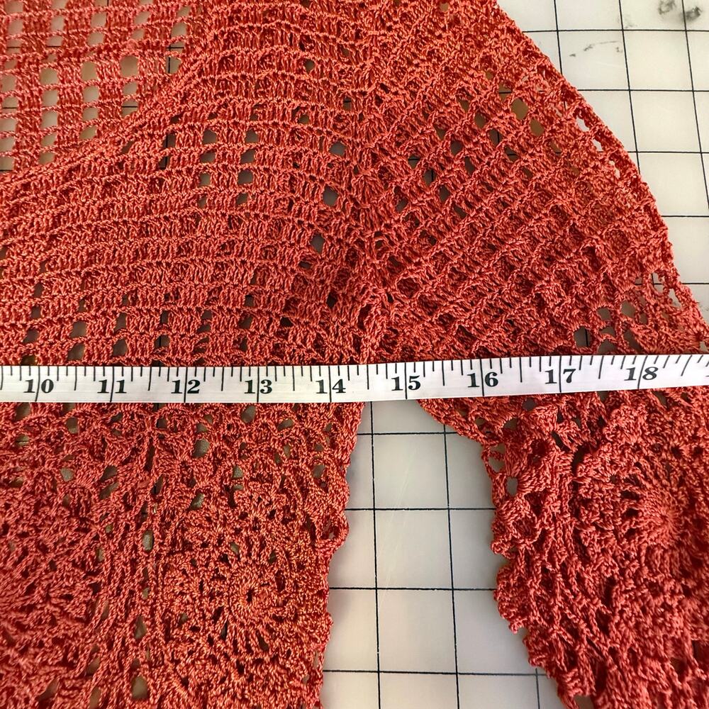 Bettie Paige Orange Crochet Long Sleeve Top Scoop neck - Picture 12 of 14